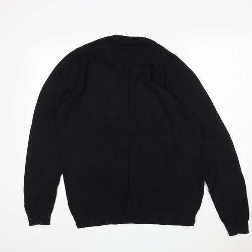 Catullus Womens Black V-Neck  Cotton Pullover Jumper Size L