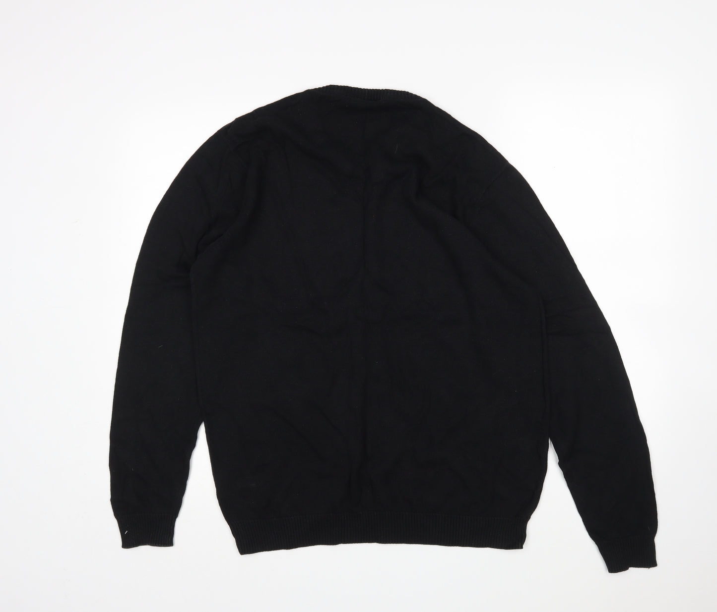 Catullus Womens Black V-Neck  Cotton Pullover Jumper Size L