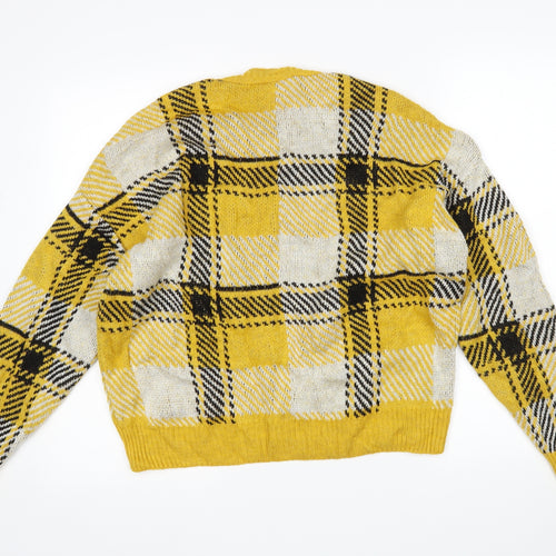 New Look Womens Multicoloured Round Neck Check Acrylic Pullover Jumper Size M