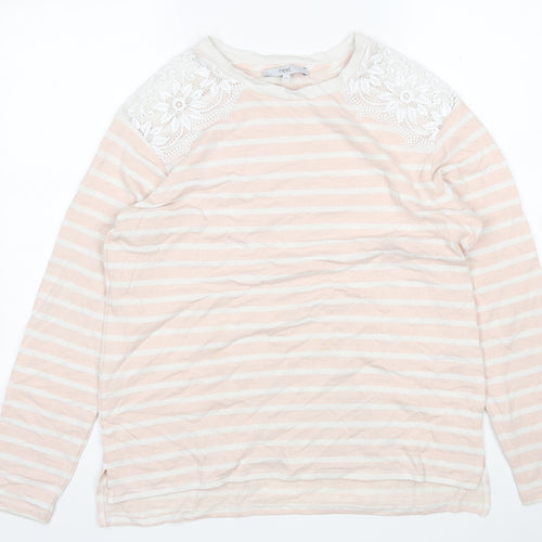 NEXT Womens Multicoloured Round Neck Striped Cotton Pullover Jumper Size 16