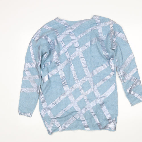 ASOS Womens Blue V-Neck  Acrylic Pullover Jumper Size 6