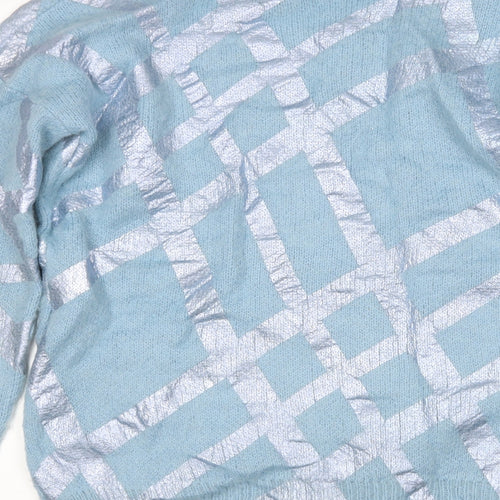 ASOS Womens Blue V-Neck  Acrylic Pullover Jumper Size 6