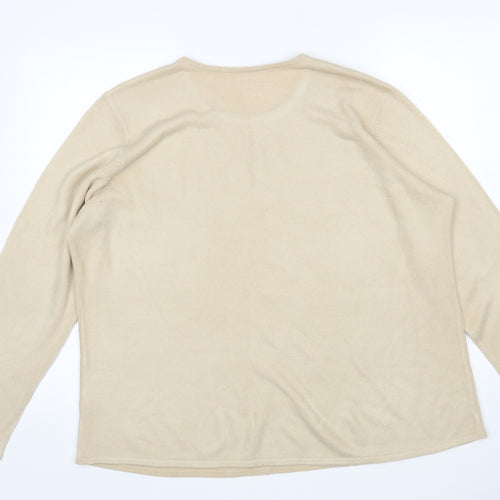 Preworn Womens Beige Round Neck  Acrylic Pullover Jumper Size XL