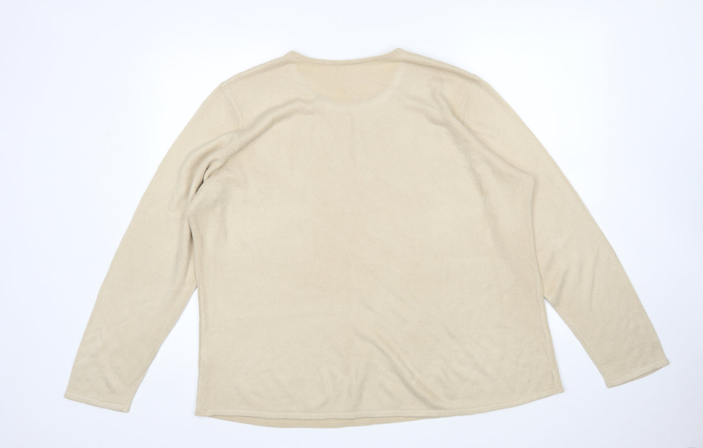 Preworn Womens Beige Round Neck  Acrylic Pullover Jumper Size XL