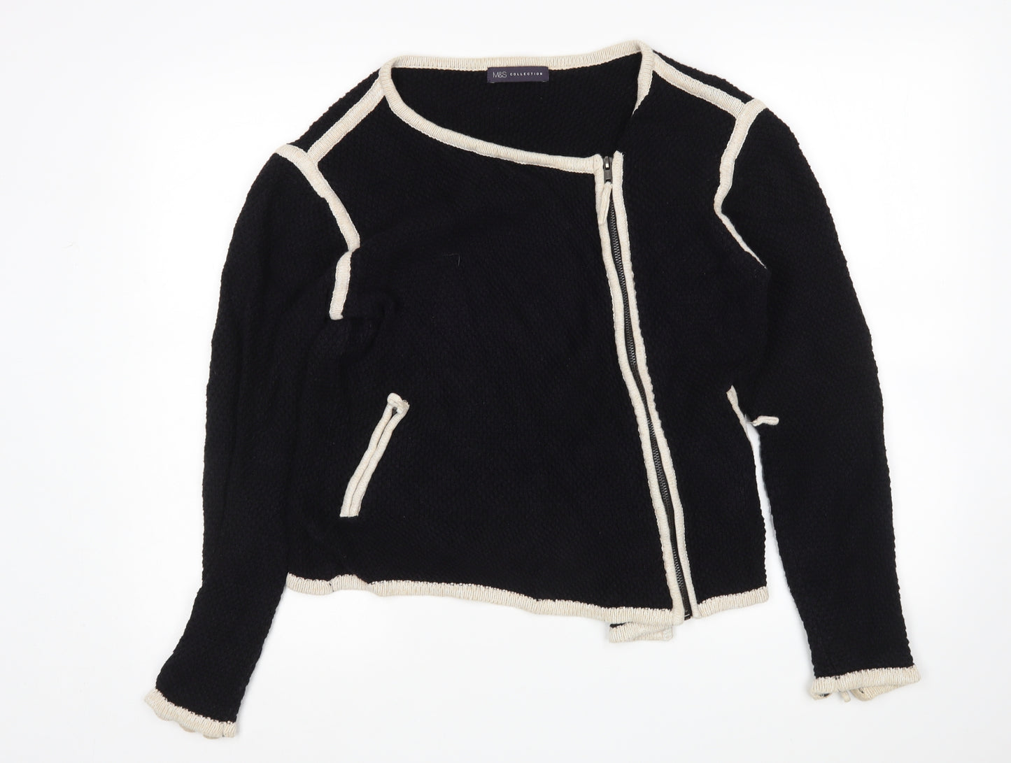 M&S Womens Multicoloured Round Neck  Cotton Full Zip Jumper Size 18