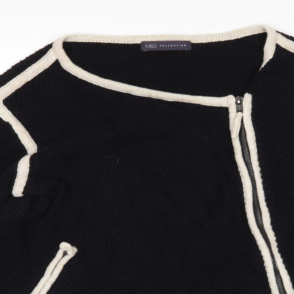 M&S Womens Multicoloured Round Neck  Cotton Full Zip Jumper Size 18