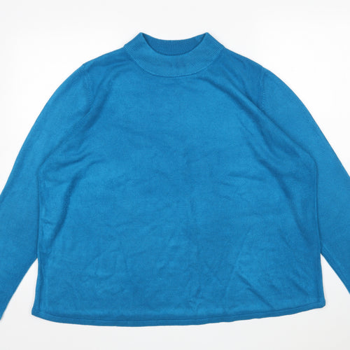 BM Womens Blue Mock Neck  Acrylic Pullover Jumper Size XL