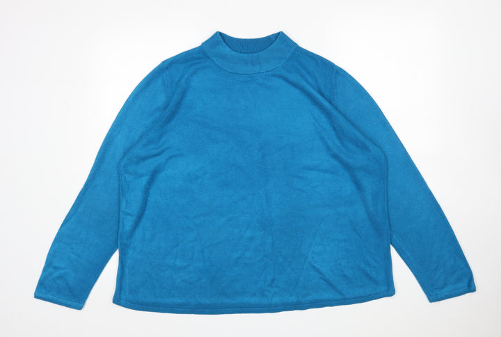 BM Womens Blue Mock Neck  Acrylic Pullover Jumper Size XL