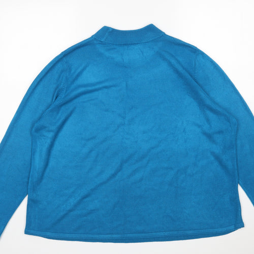 BM Womens Blue Mock Neck  Acrylic Pullover Jumper Size XL