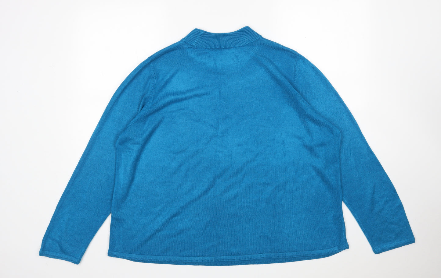 BM Womens Blue Mock Neck  Acrylic Pullover Jumper Size XL