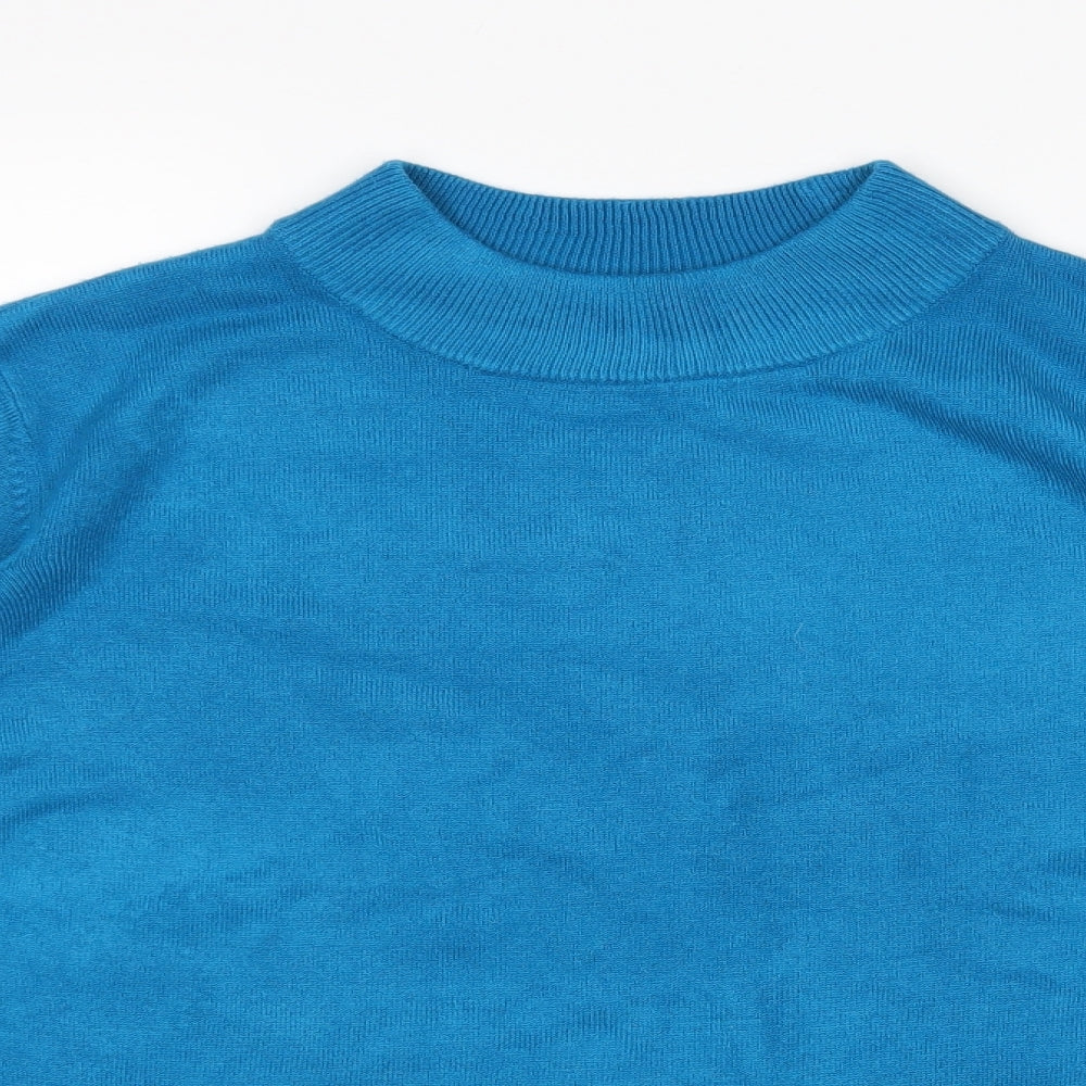 BM Womens Blue Mock Neck  Acrylic Pullover Jumper Size XL