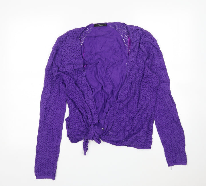 BM Womens Purple V-Neck  Cotton Cardigan Jumper Size M
