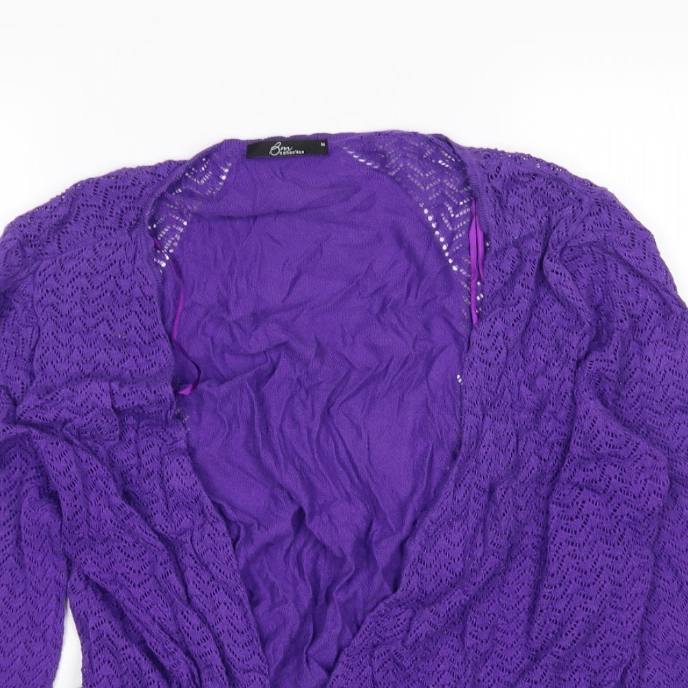 BM Womens Purple V-Neck  Cotton Cardigan Jumper Size M