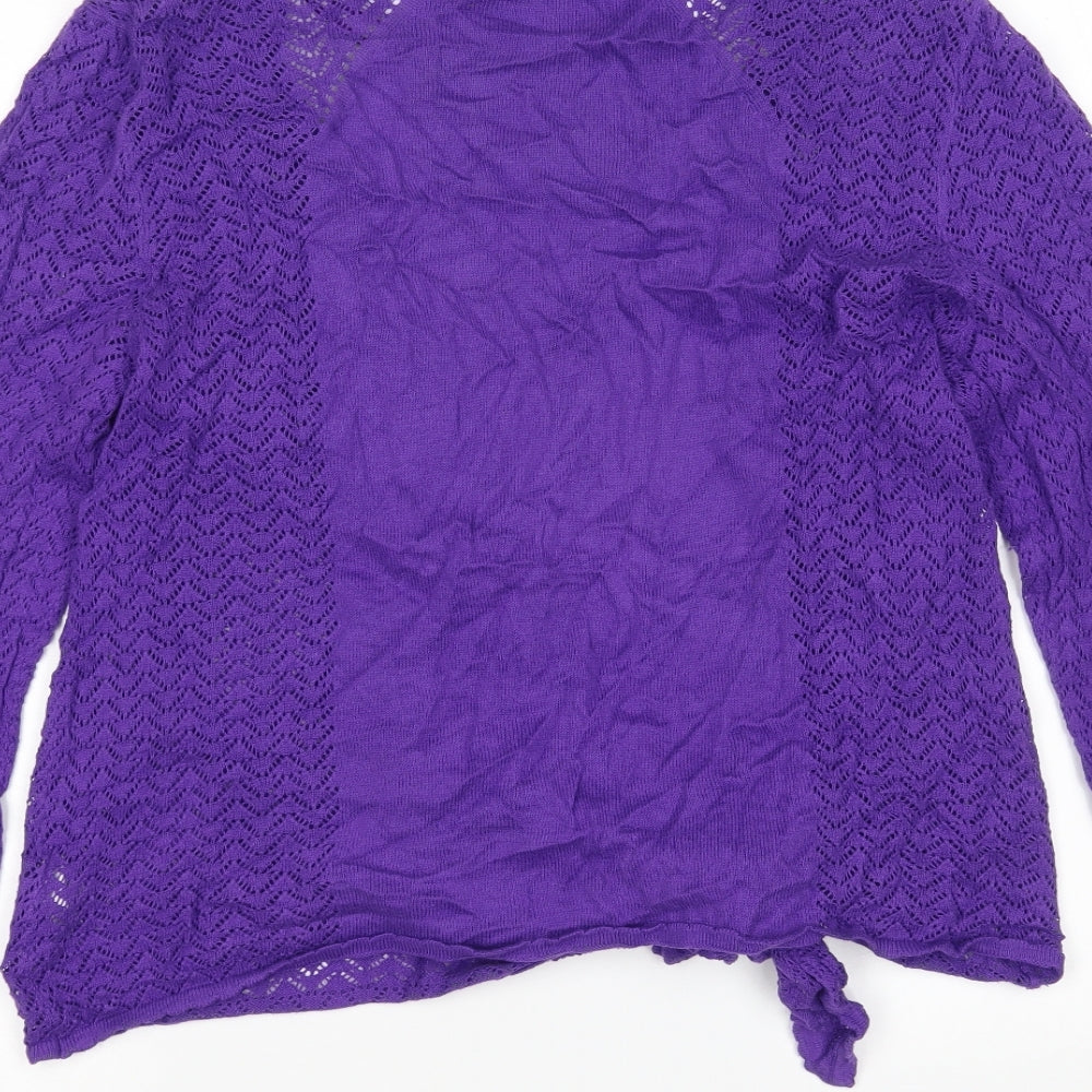 BM Womens Purple V-Neck  Cotton Cardigan Jumper Size M