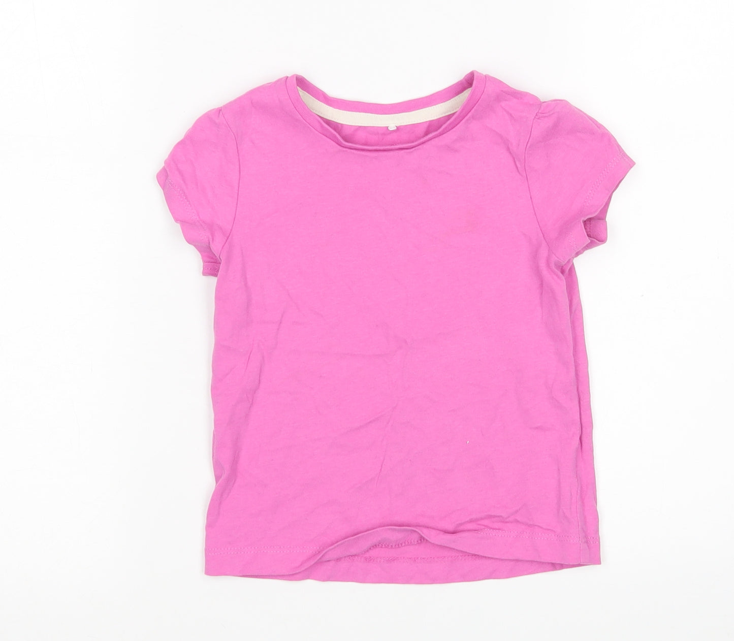 George Girls Pink  Cotton Basic T-Shirt Size 2-3 Years Round Neck