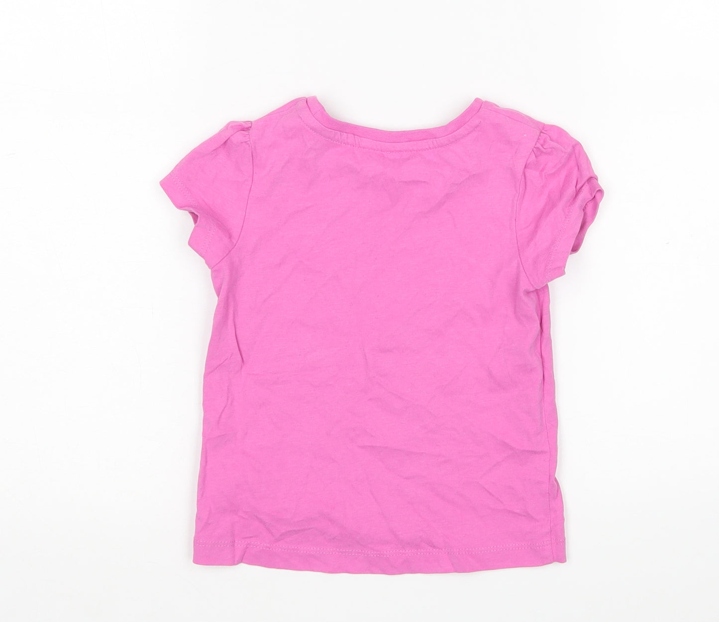 George Girls Pink  Cotton Basic T-Shirt Size 2-3 Years Round Neck