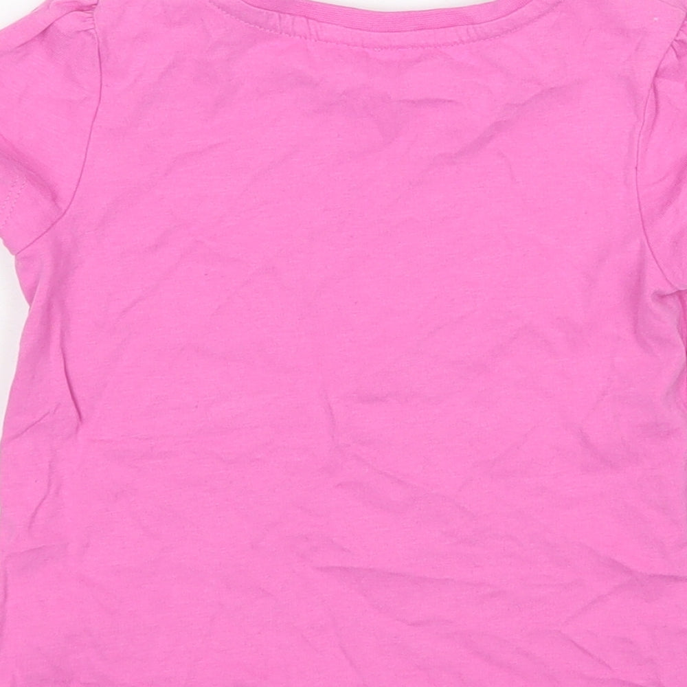 George Girls Pink  Cotton Basic T-Shirt Size 2-3 Years Round Neck