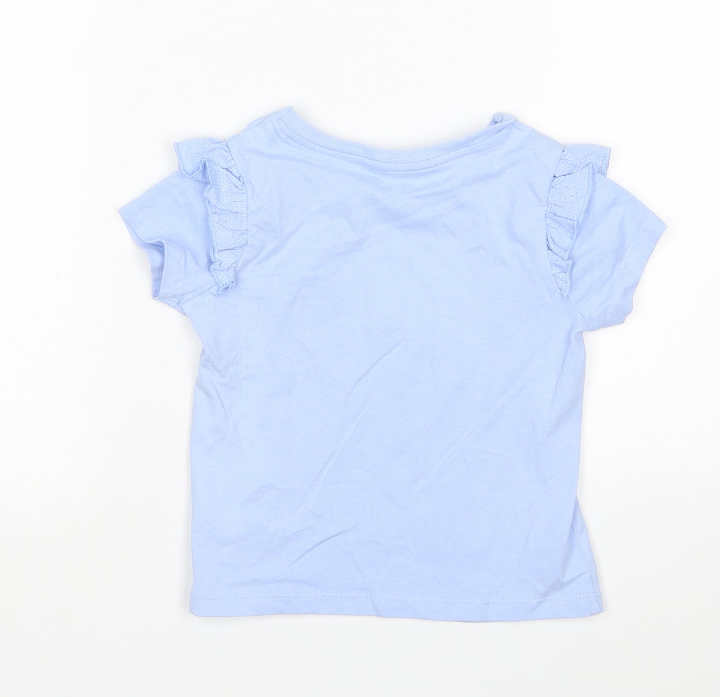 George Girls Blue  Cotton Basic T-Shirt Size 2-3 Years Round Neck