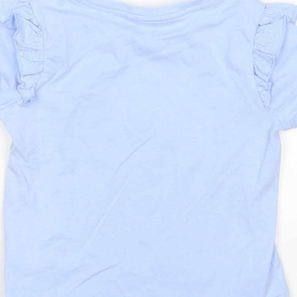 George Girls Blue  Cotton Basic T-Shirt Size 2-3 Years Round Neck