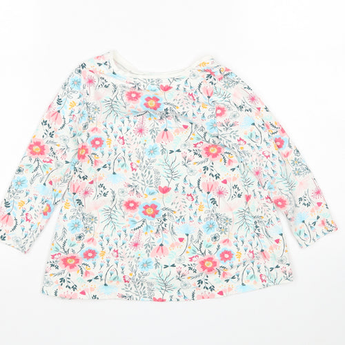 Nutmeg Girls Multicoloured Floral Cotton T-Shirt Dress  Size 2-3 Years  Round Neck