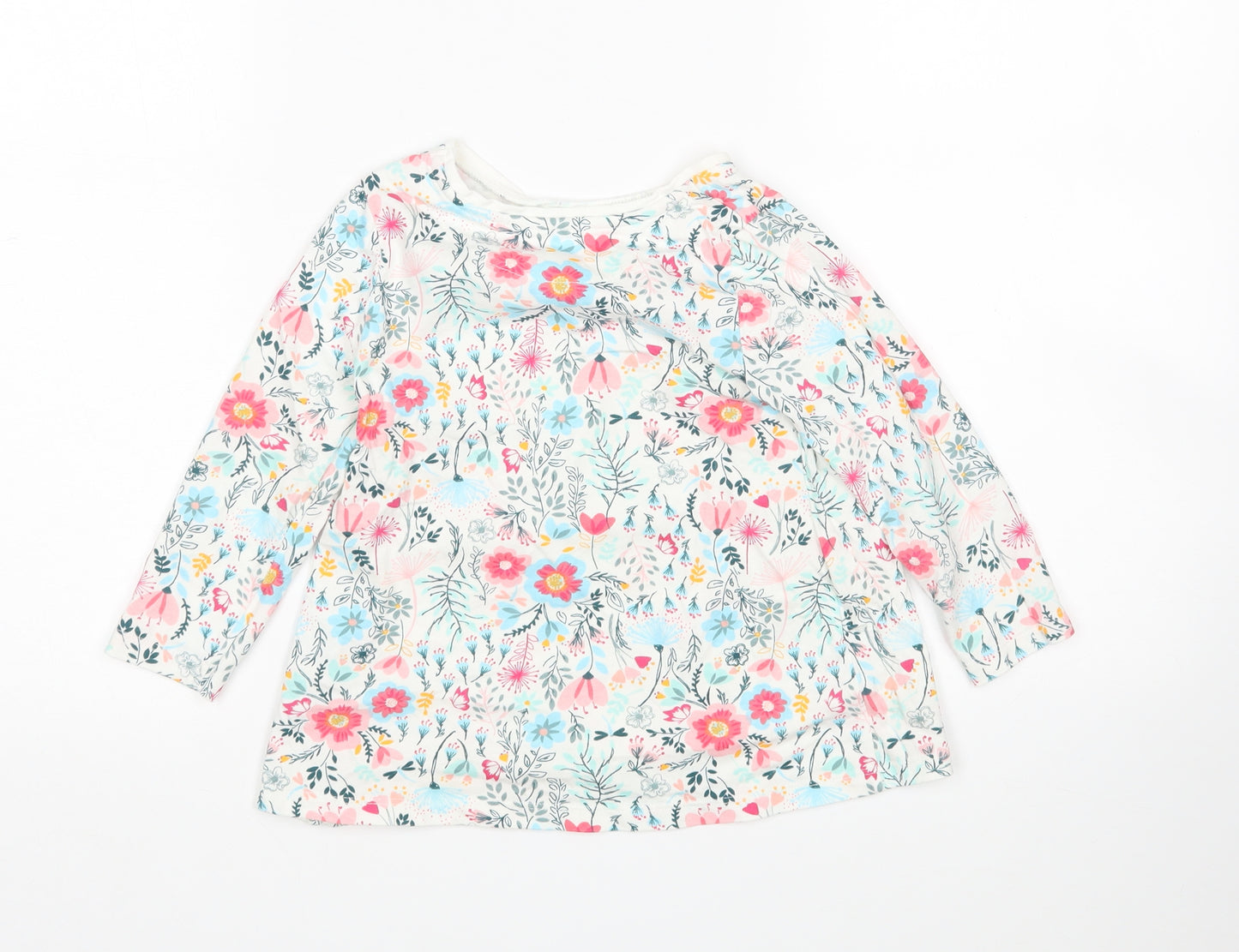 Nutmeg Girls Multicoloured Floral Cotton T-Shirt Dress  Size 2-3 Years  Round Neck