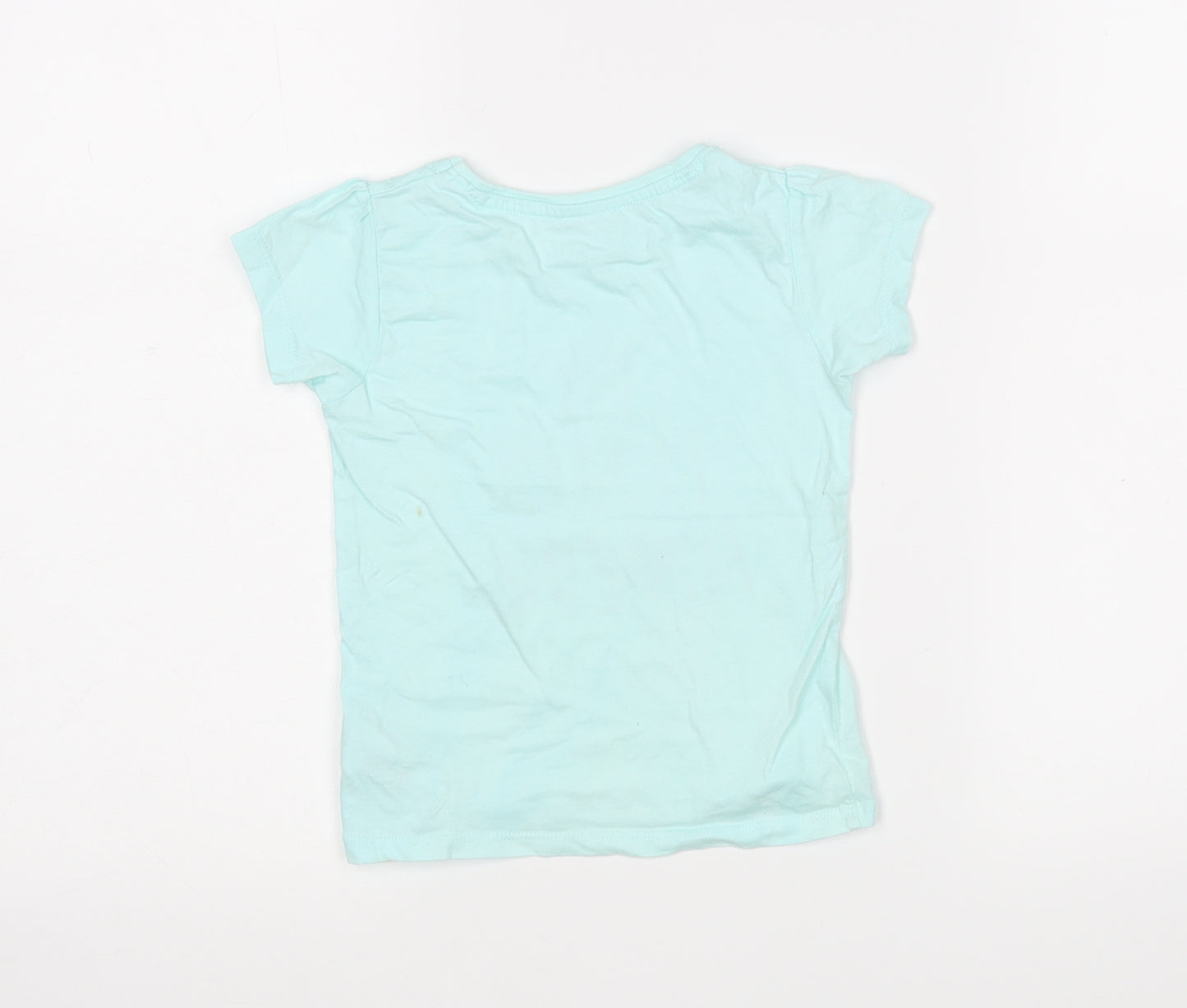 Primark Girls Green  Cotton Basic T-Shirt Size 12-18 Months Round Neck