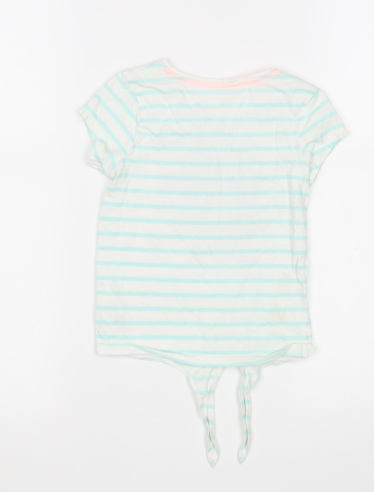 Primark Girls Multicoloured Striped Cotton Basic T-Shirt Size 2-3 Years Round Neck