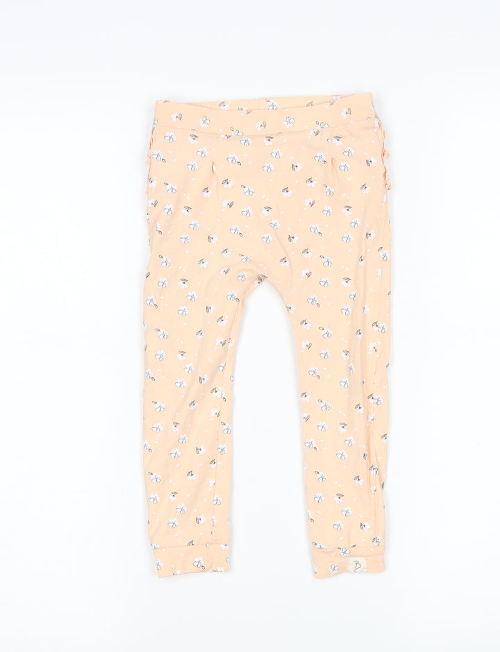 George Girls Pink Floral Cotton Sweatpants Trousers Size 2-3 Years  Regular