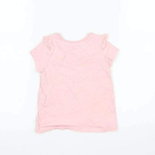 Nutmeg Girls Pink  Cotton Basic T-Shirt Size 2-3 Years Round Neck