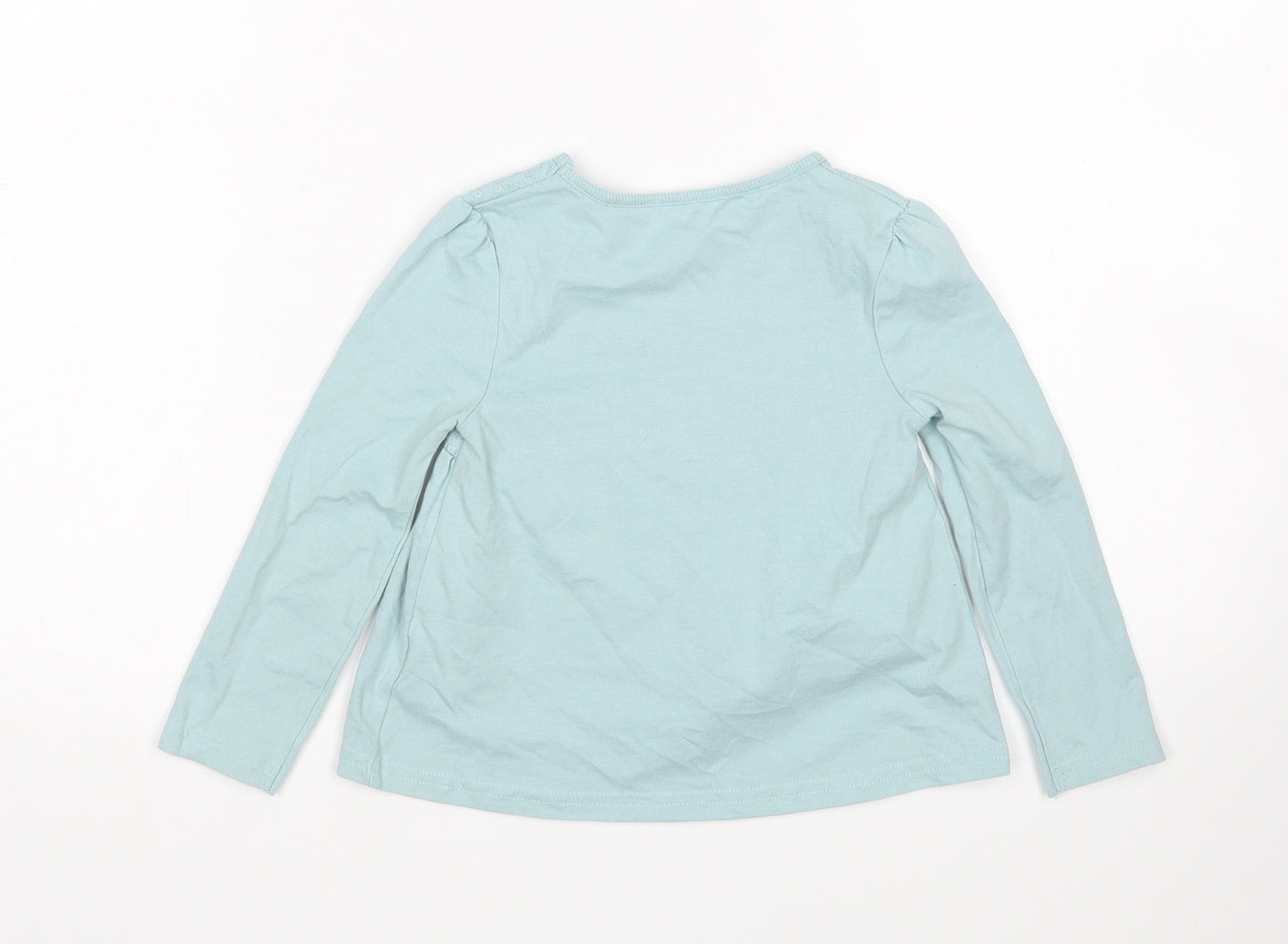 George Girls Green  Cotton Basic T-Shirt Size 2-3 Years Round Neck
