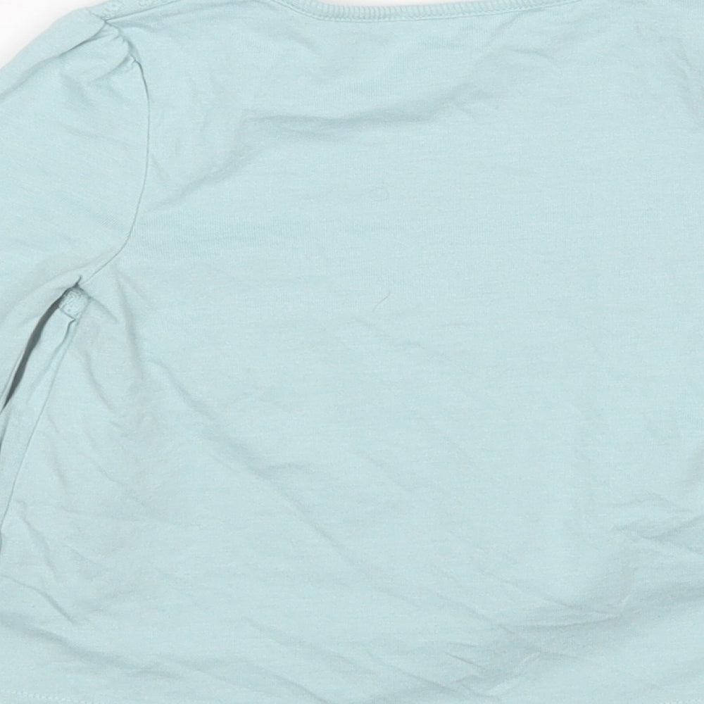 George Girls Green  Cotton Basic T-Shirt Size 2-3 Years Round Neck