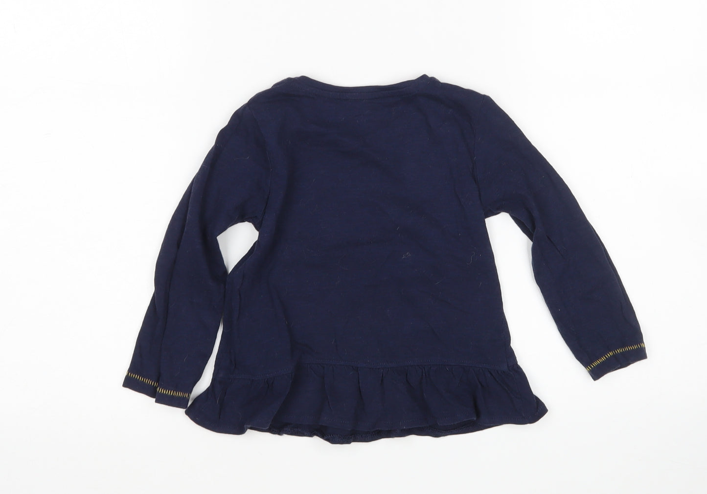 Nutmeg Girls Blue  Cotton Basic T-Shirt Size 2-3 Years Round Neck
