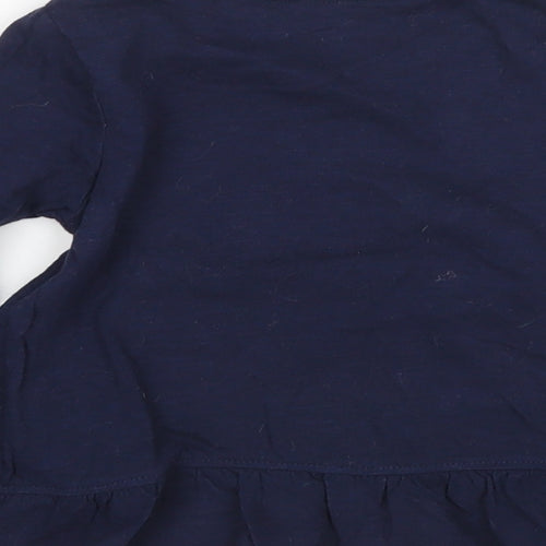 Nutmeg Girls Blue  Cotton Basic T-Shirt Size 2-3 Years Round Neck