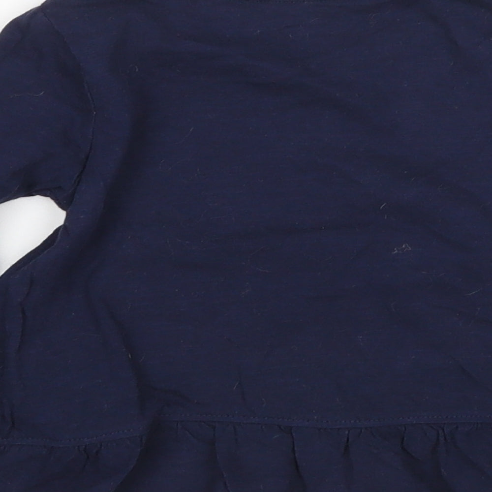 Nutmeg Girls Blue  Cotton Basic T-Shirt Size 2-3 Years Round Neck
