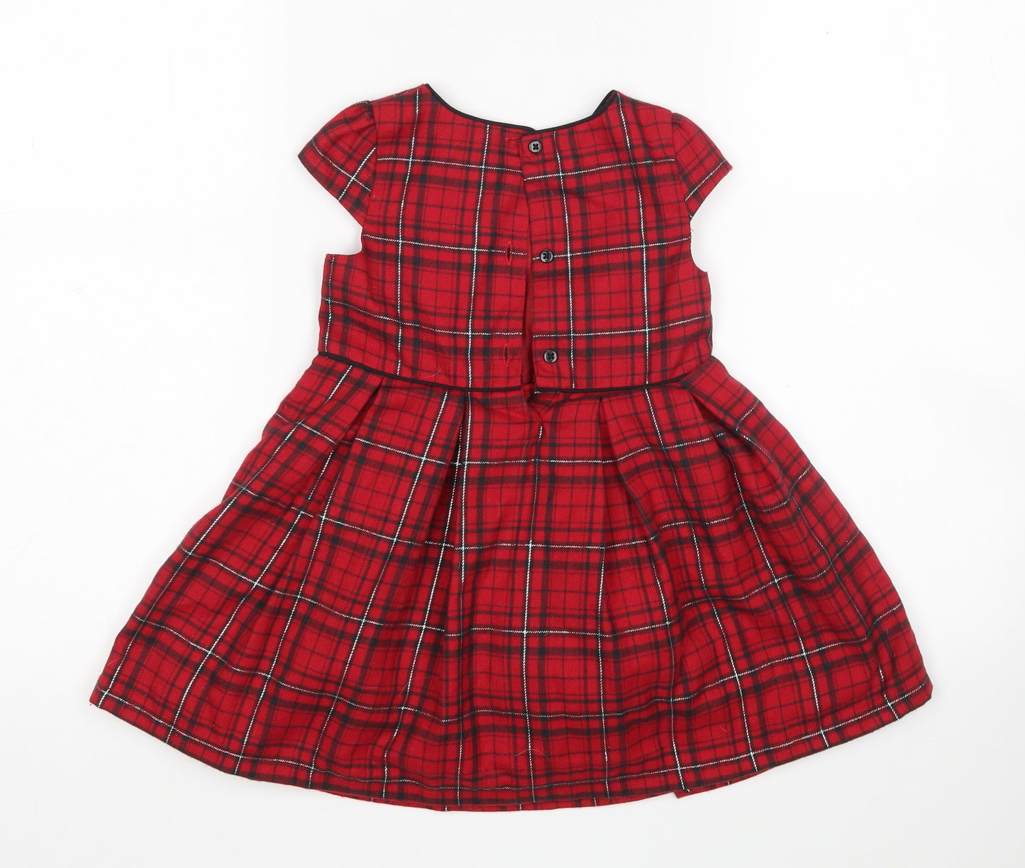 Primark Girls Multicoloured Plaid Polyester Fit & Flare  Size 2-3 Years  Round Neck