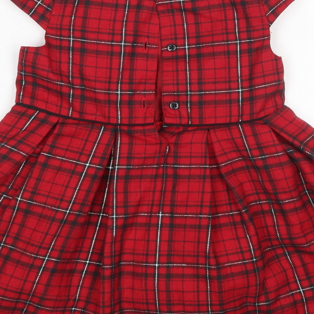 Primark Girls Multicoloured Plaid Polyester Fit & Flare  Size 2-3 Years  Round Neck