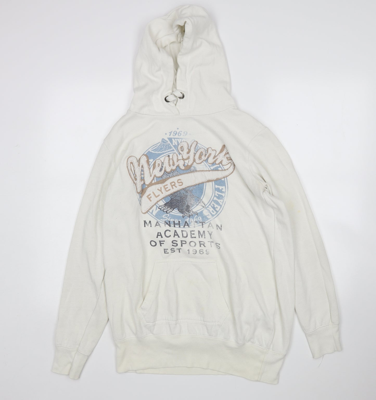 New Look Womens White  Cotton Pullover Hoodie Size 14