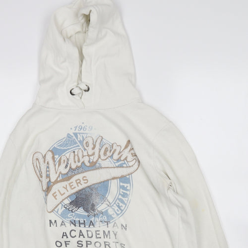New Look Womens White  Cotton Pullover Hoodie Size 14