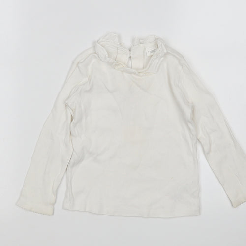 NEXT Girls White  Cotton Basic T-Shirt Size 18-24 Months Round Neck