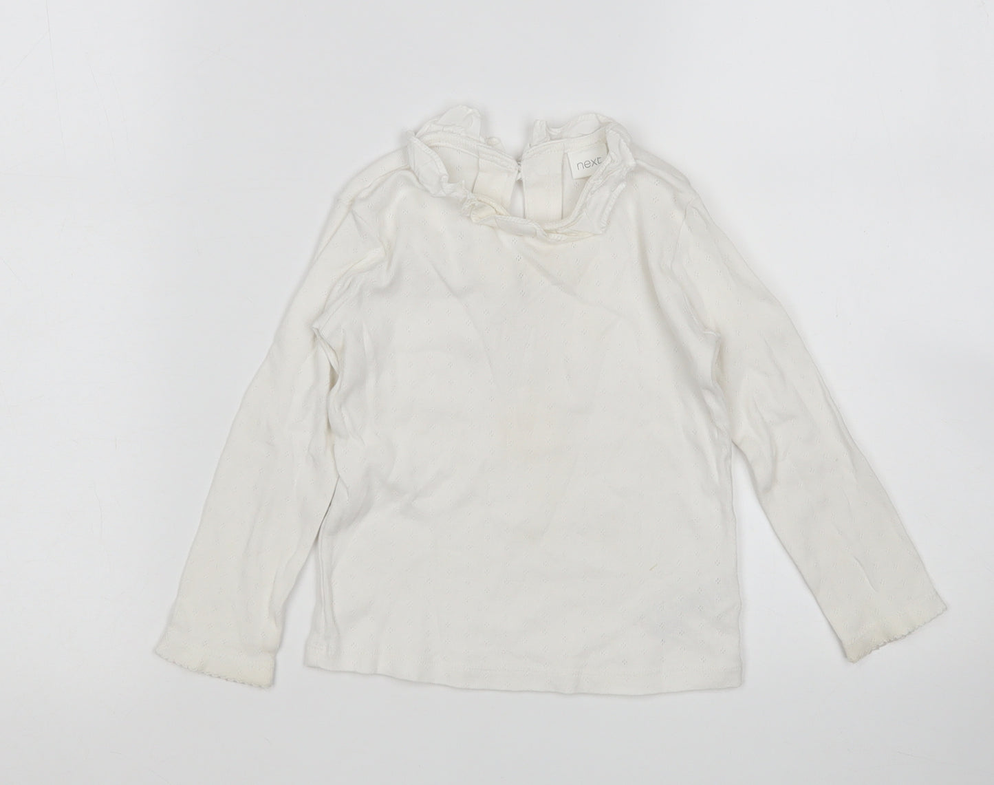 NEXT Girls White  Cotton Basic T-Shirt Size 18-24 Months Round Neck
