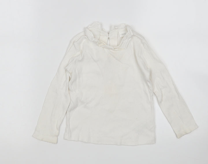 NEXT Girls White  Cotton Basic T-Shirt Size 18-24 Months Round Neck