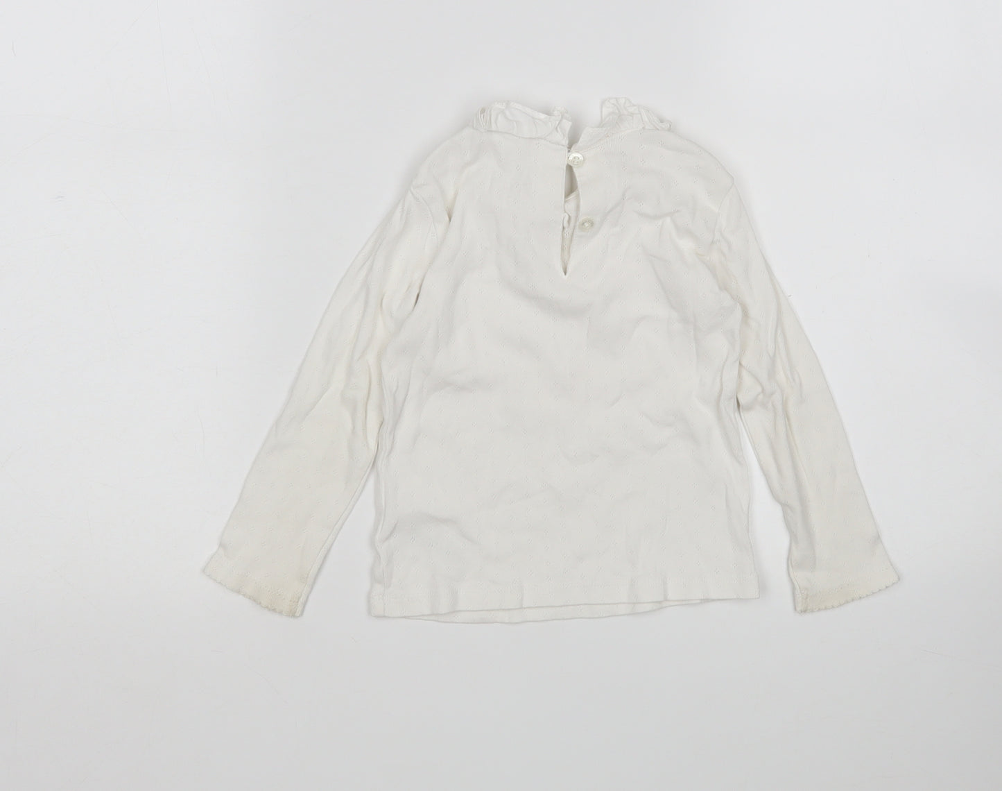 NEXT Girls White  Cotton Basic T-Shirt Size 18-24 Months Round Neck