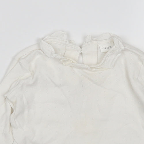 NEXT Girls White  Cotton Basic T-Shirt Size 18-24 Months Round Neck