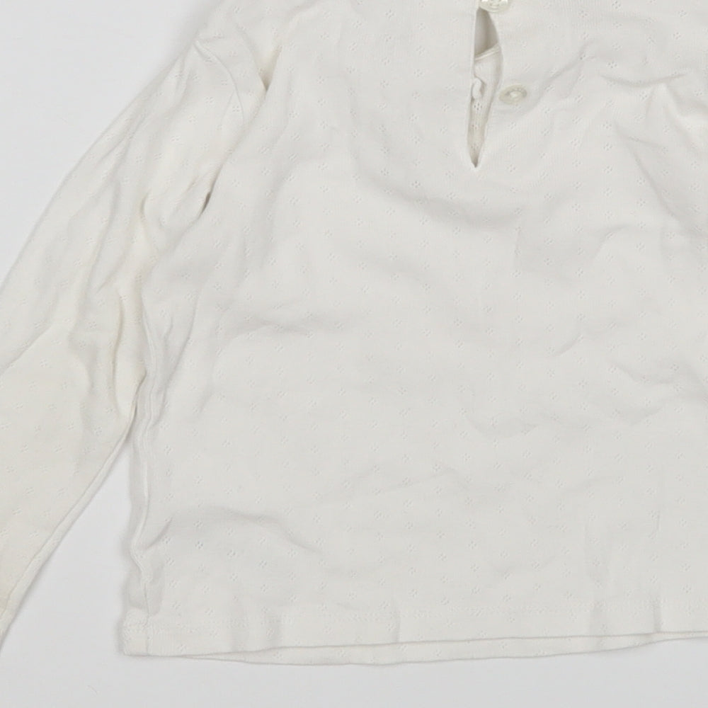 NEXT Girls White  Cotton Basic T-Shirt Size 18-24 Months Round Neck