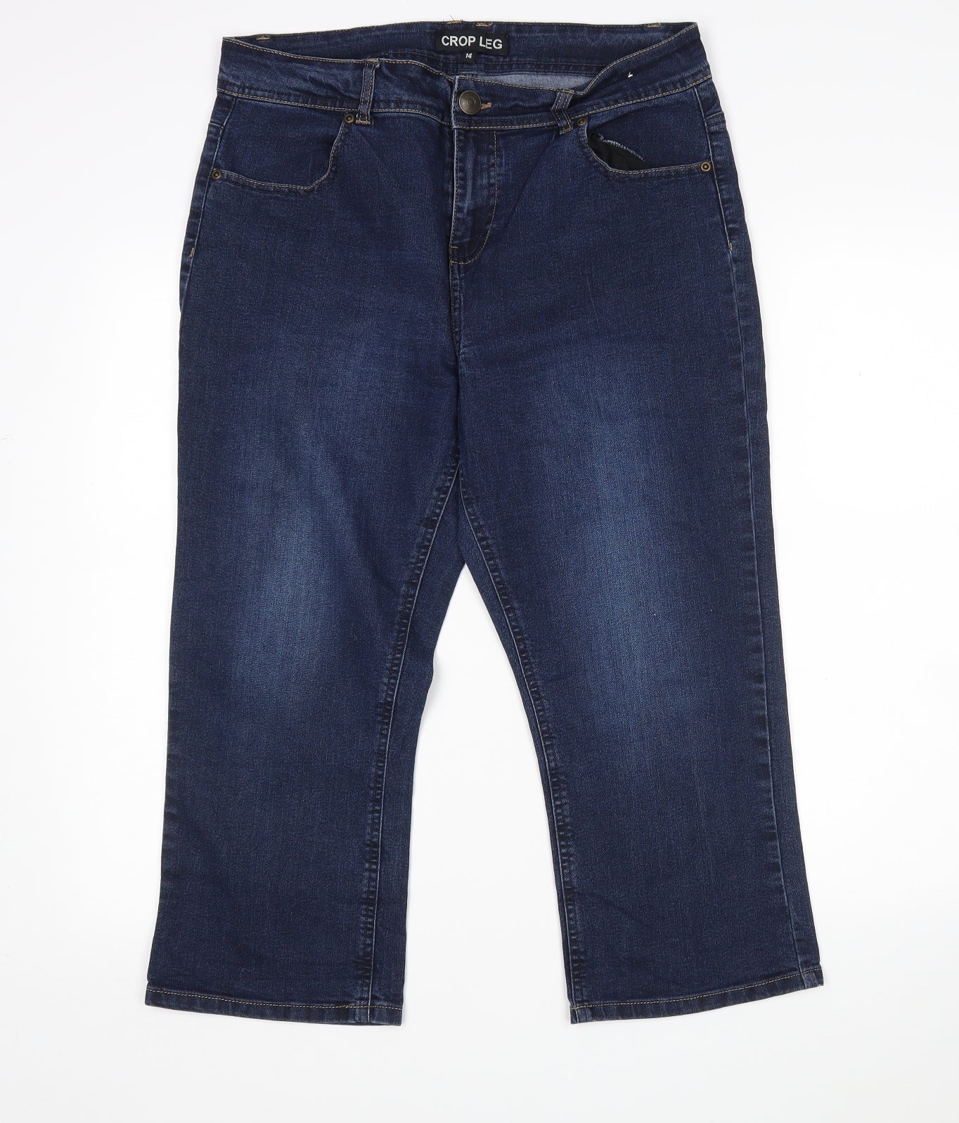 Peackocks Womens Blue  Cotton Cropped Jeans Size 14 L21 in Regular