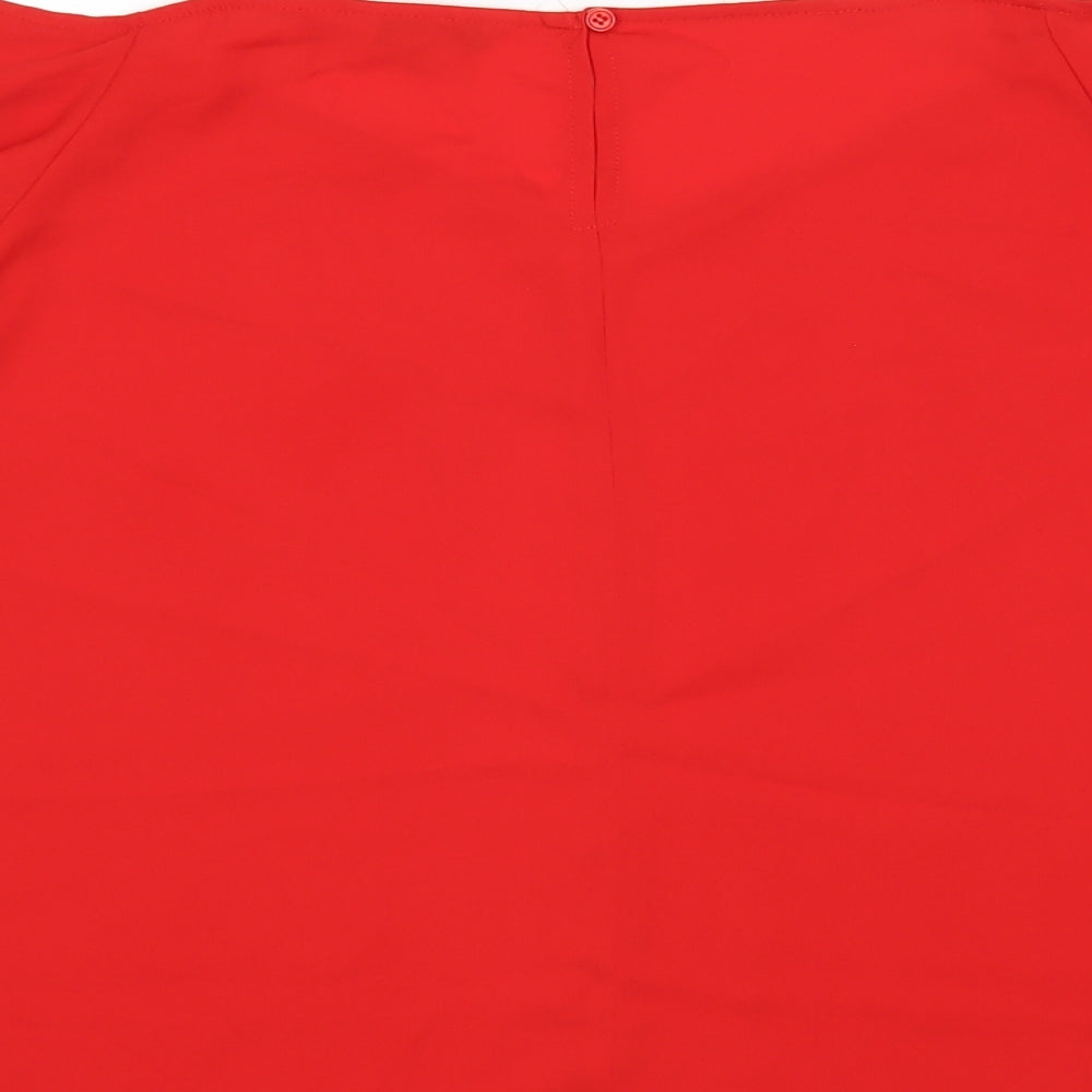 Peacocks Womens Red   Basic Blouse Size 16 V-Neck