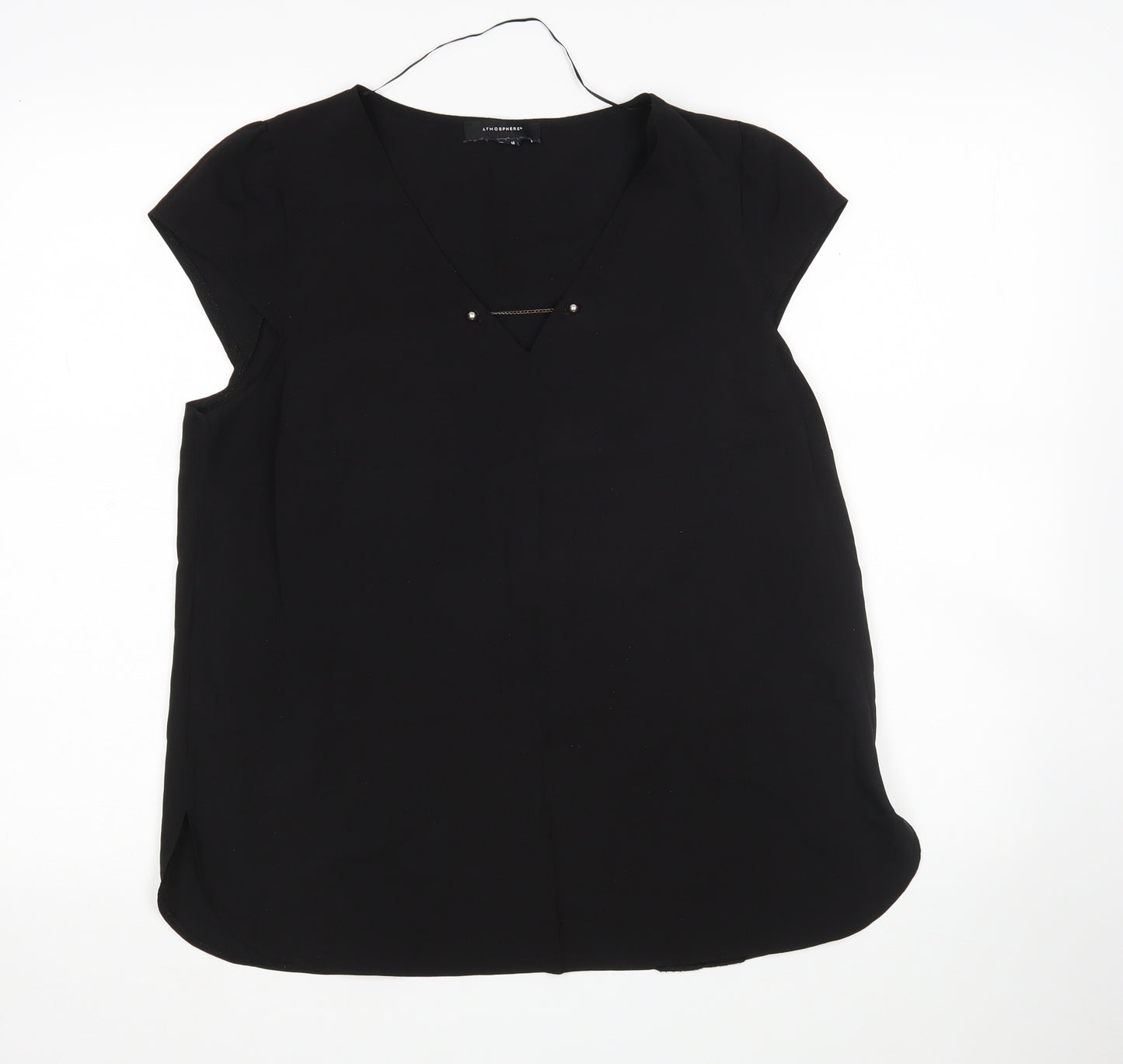 Atmosphere  Womens Black  Polyester Basic Blouse Size 14 V-Neck