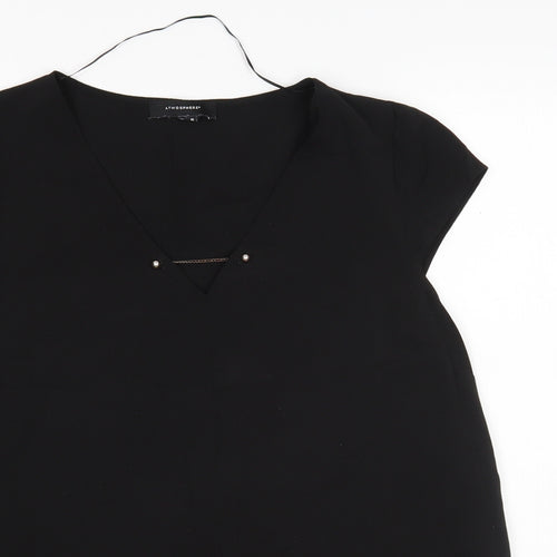 Atmosphere  Womens Black  Polyester Basic Blouse Size 14 V-Neck