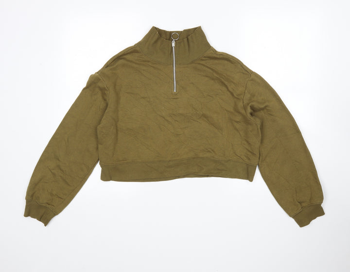H&M Womens Green Cotton Pullover Sweatshirt Size S