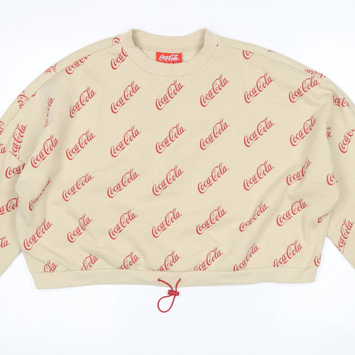 Primark Womens Beige  Polyester Pullover  Size S Round Neck  - Coca cola